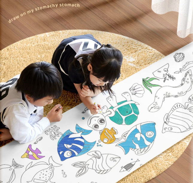 300CM DIY Drawing Roll Sticky Color Filling Paper Graffiti Scroll Coloring Roll Kids DIY Painting Educational Toys For Children