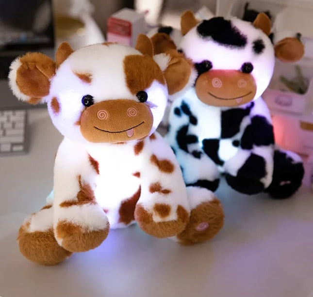 LED Cow Plush Toy – 1pc Kawaii Glowing Stuffed Animal for Kids, Room Decor & Birthday Gift