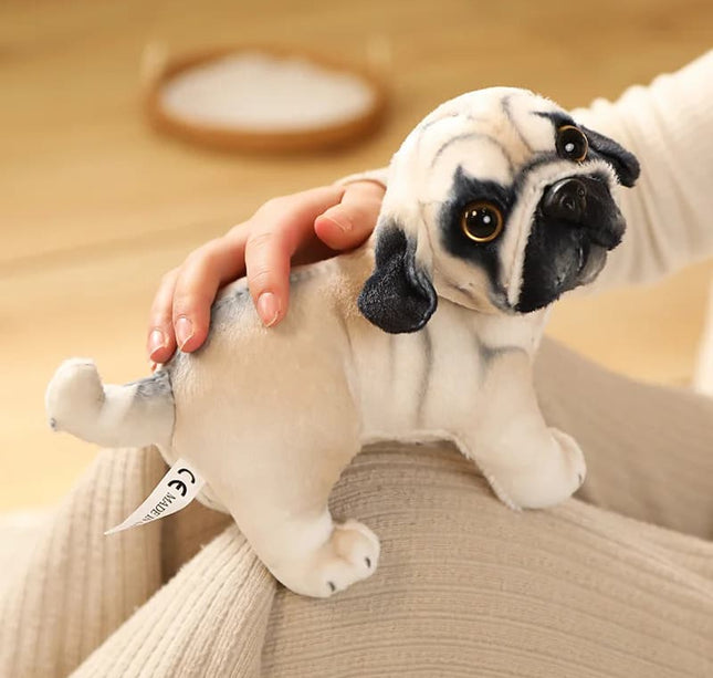 20cm Lifelike Pug Bulldog Plush Toy – Soft Standing Stuffed Animal Doll for Kids Birthday & Christmas Gifts