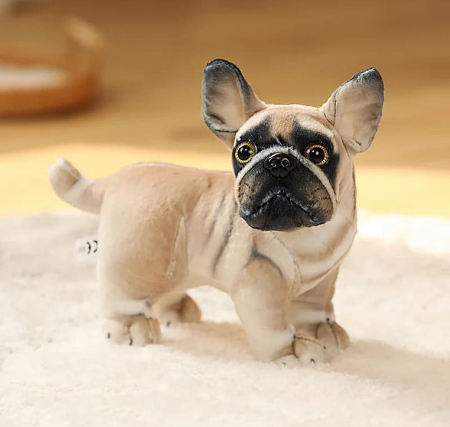 20cm Lifelike Pug Bulldog Plush Toy – Soft Standing Stuffed Animal Doll for Kids Birthday & Christmas Gifts