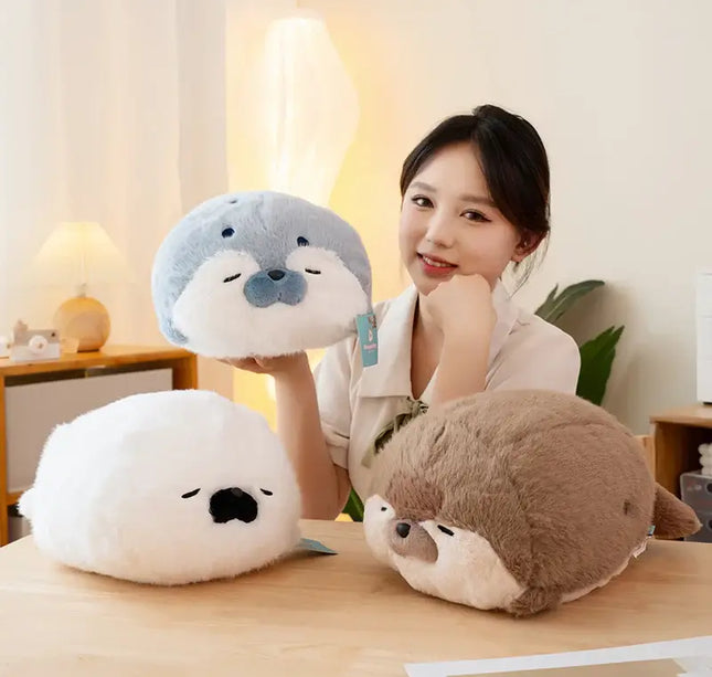 Sushi-Themed Plush Toy – Soft Stuffed Seal, Otter & Shrimp Doll Pillow for Kids & Gifts