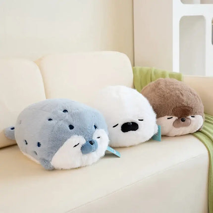 Sushi-Themed Plush Toy – Soft Stuffed Seal, Otter & Shrimp Doll Pillow for Kids & Gifts