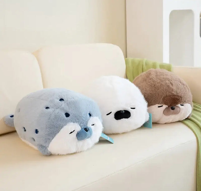 Sushi-Themed Plush Toy – Soft Stuffed Seal, Otter & Shrimp Doll Pillow for Kids & Gifts