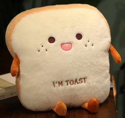 35cm Plush Bread Pillow – Soft Toast Food Doll & Hand Warmer Cushion for Kids Birthday Gift & Home Decor