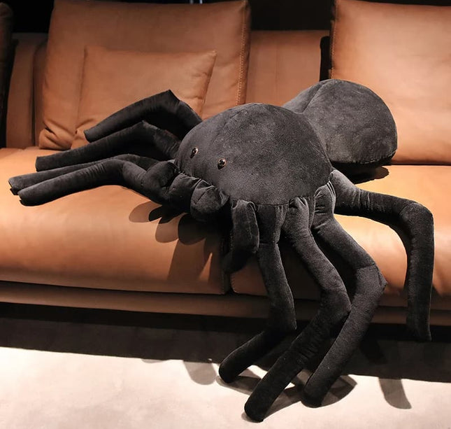 Giant Black Spider Plush – Super Soft Realistic Halloween Stuffed Animal for Creepy Cute Decor
