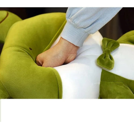 Cute Sleeping Frog Plush Toy – 38–50cm Green Squint-Eyed Pillow Doll for Kids’ Birthday & Bed Decor