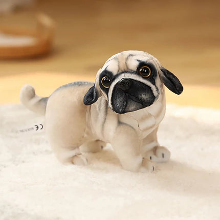 20cm Lifelike Pug Bulldog Plush Toy – Soft Standing Stuffed Animal Doll for Kids Birthday & Christmas Gifts