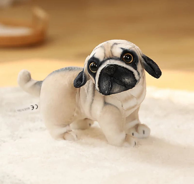 20cm Lifelike Pug Bulldog Plush Toy – Soft Standing Stuffed Animal Doll for Kids Birthday & Christmas Gifts
