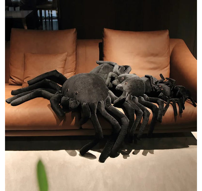 Giant Black Spider Plush – Super Soft Realistic Halloween Stuffed Animal for Creepy Cute Decor