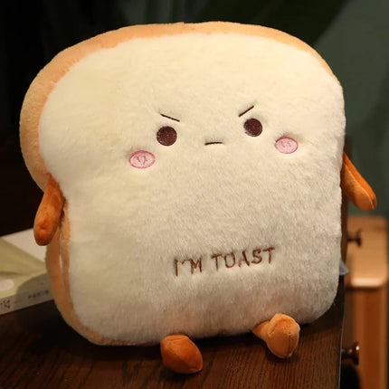 35cm Plush Bread Pillow – Soft Toast Food Doll & Hand Warmer Cushion for Kids Birthday Gift & Home Decor
