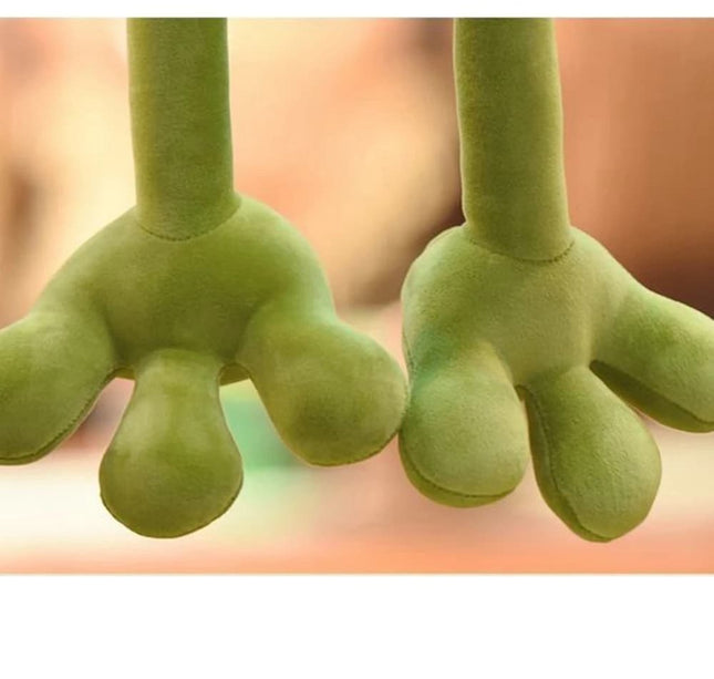 Cute Sleeping Frog Plush Toy – 38–50cm Green Squint-Eyed Pillow Doll for Kids’ Birthday & Bed Decor