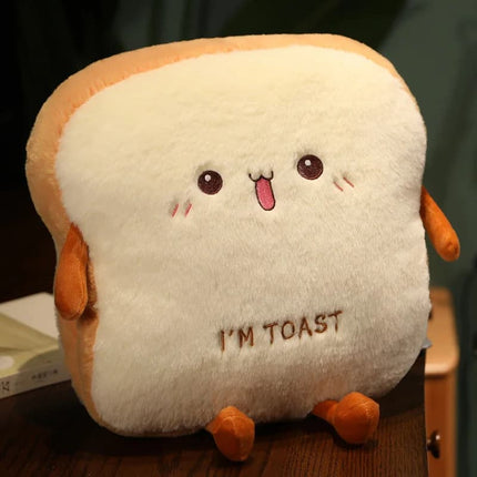 35cm Plush Bread Pillow – Soft Toast Food Doll & Hand Warmer Cushion for Kids Birthday Gift & Home Decor