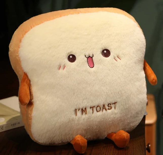35cm Plush Bread Pillow – Soft Toast Food Doll & Hand Warmer Cushion for Kids Birthday Gift & Home Decor