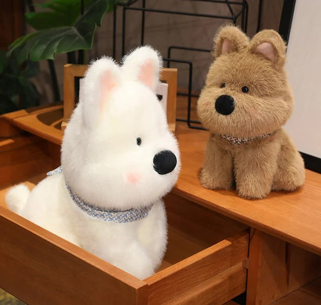 Westie Dog Plush Toy – 25/35/45cm Cute Stuffed White Terrier Pillow for Birthday or Christmas Gift