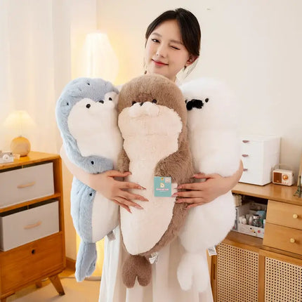 Sushi-Themed Plush Toy – Soft Stuffed Seal, Otter & Shrimp Doll Pillow for Kids & Gifts