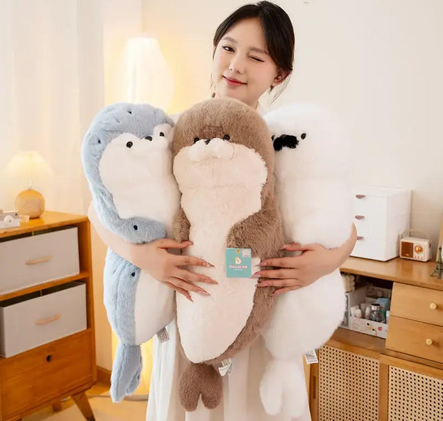 Sushi-Themed Plush Toy – Soft Stuffed Seal, Otter & Shrimp Doll Pillow for Kids & Gifts