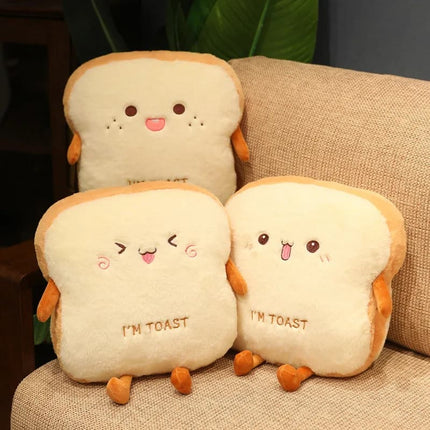 35cm Plush Bread Pillow – Soft Toast Food Doll & Hand Warmer Cushion for Kids Birthday Gift & Home Decor