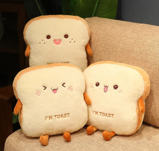 35cm Plush Bread Pillow – Soft Toast Food Doll & Hand Warmer Cushion for Kids Birthday Gift & Home Decor