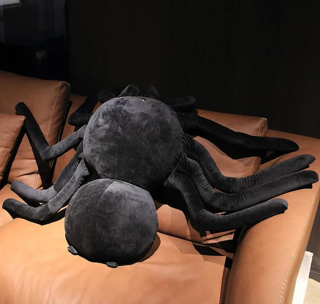 Giant Black Spider Plush – Super Soft Realistic Halloween Stuffed Animal for Creepy Cute Decor
