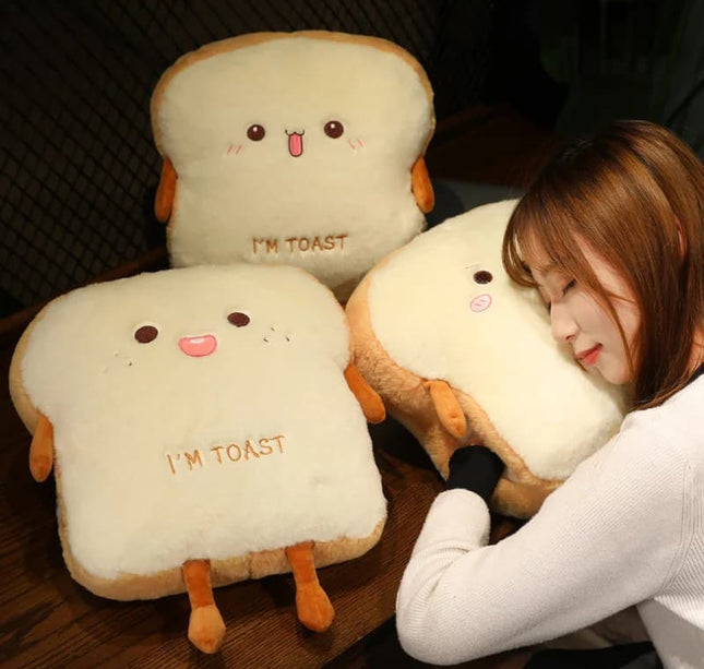 35cm Plush Bread Pillow – Soft Toast Food Doll & Hand Warmer Cushion for Kids Birthday Gift & Home Decor