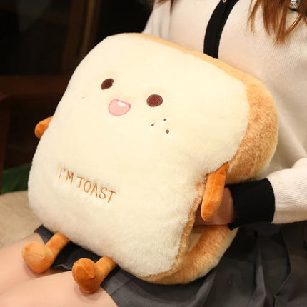 35cm Plush Bread Pillow – Soft Toast Food Doll & Hand Warmer Cushion for Kids Birthday Gift & Home Decor