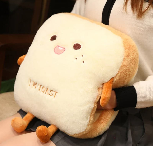 35cm Plush Bread Pillow – Soft Toast Food Doll & Hand Warmer Cushion for Kids Birthday Gift & Home Decor