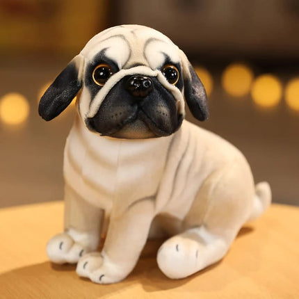 20cm Lifelike Pug Bulldog Plush Toy – Soft Standing Stuffed Animal Doll for Kids Birthday & Christmas Gifts