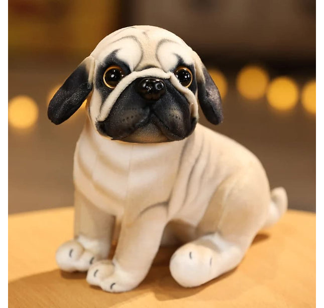 20cm Lifelike Pug Bulldog Plush Toy – Soft Standing Stuffed Animal Doll for Kids Birthday & Christmas Gifts