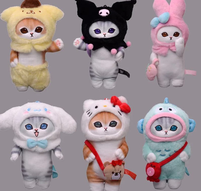 Kawaii Sanrio Plush Keychain – Cute Shark Cat Kuromi, Melody & Cinnamoroll Backpack Pendant for Birthday Gift