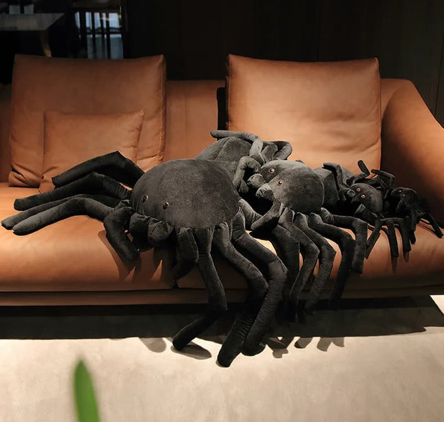 Giant Black Spider Plush – Super Soft Realistic Halloween Stuffed Animal for Creepy Cute Decor
